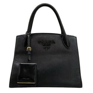 Prada Tote Bag Monochrome Bag Black Leather